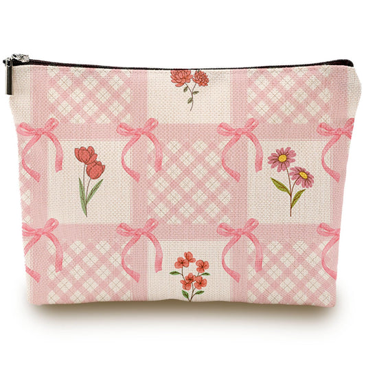 Coquette Pink Bow Makeup Bag