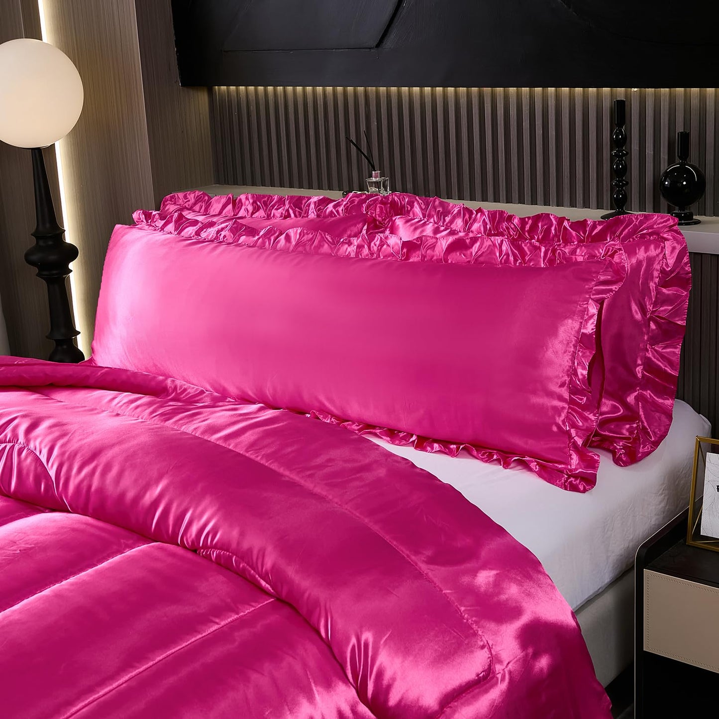 Comforter Silk Beddings - Luxury Silky Body Pillow Cover Ruffle