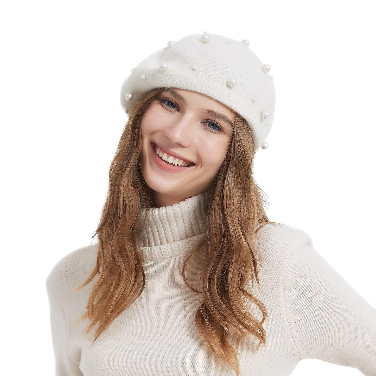 Women Pearl Beret Cap