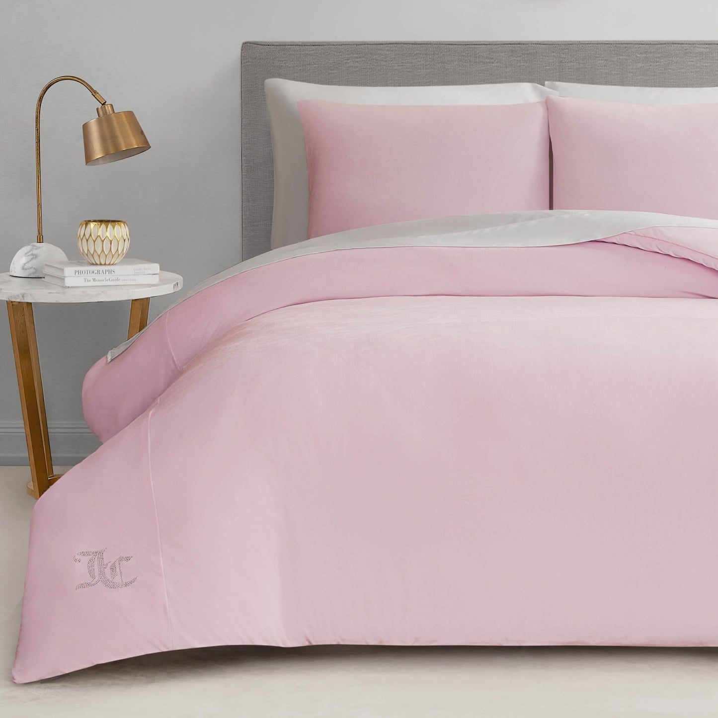 Juicy Couture Solid Velour 3-Piece King Comforter Set – Luxurious Bedding Ensemble