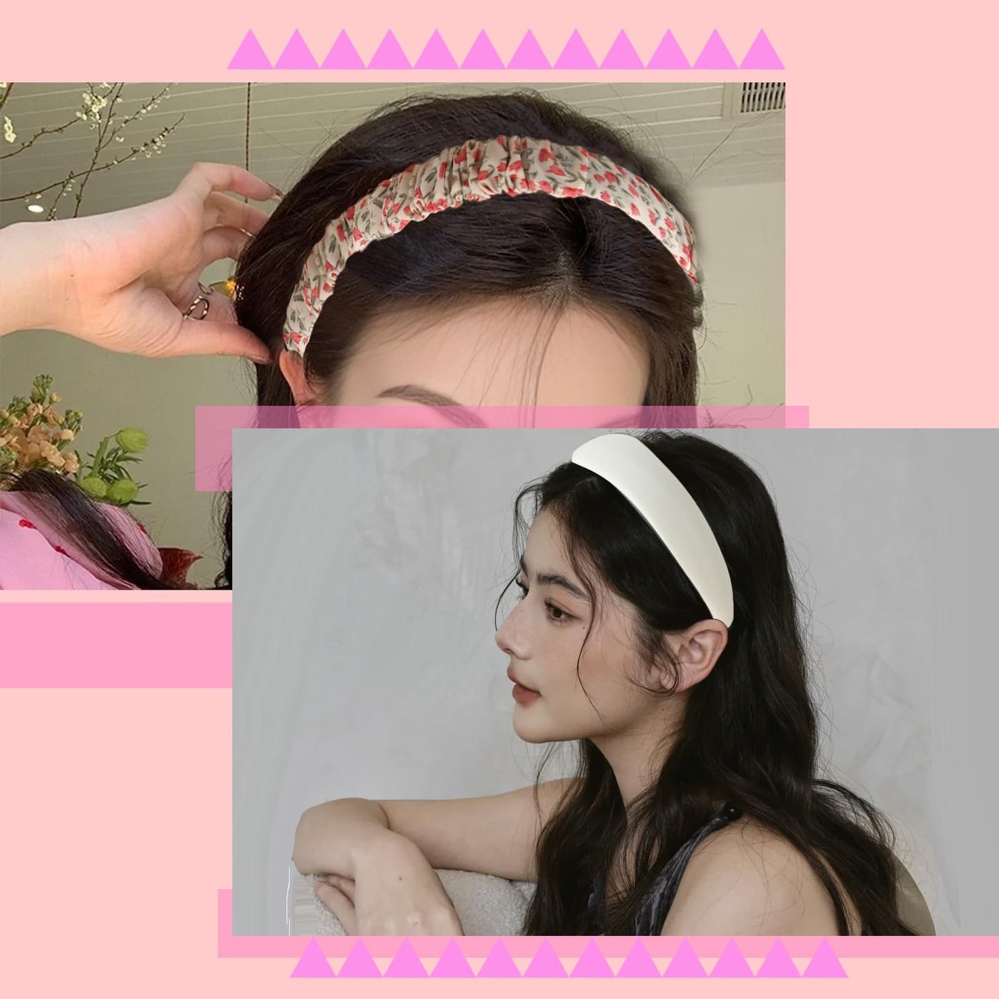 Vintage Women's Pearl Floral Padded Wide Bandana Headbands