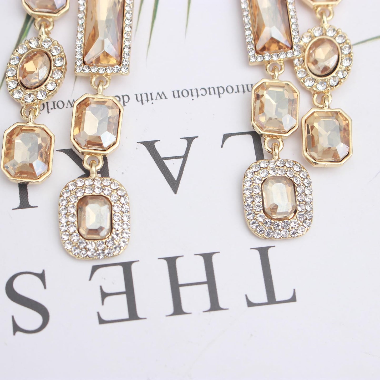 Vintage Rectangle Teardrop Chandelier Earrings