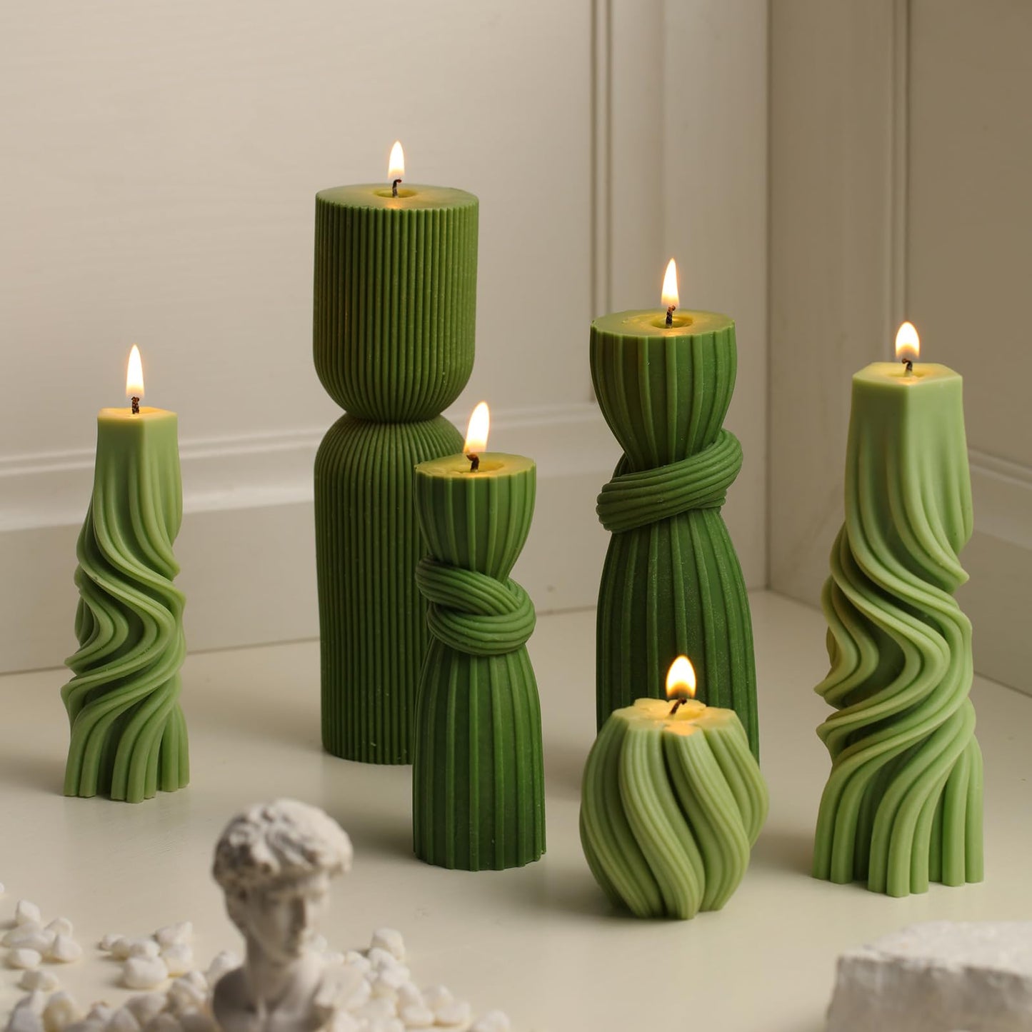 Modern Pillar Candles Ribbed Decorative Candle - Scented Ribbed Decor for Home