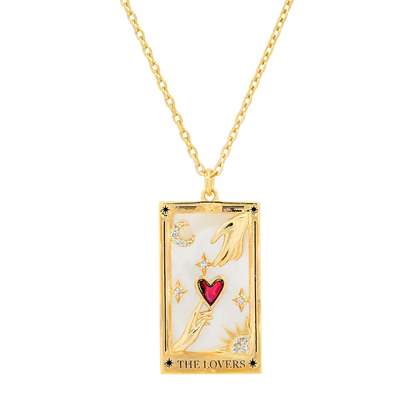 Tarot Card Pendant Necklace - Gold Chain Necklace for Women - 14k Gold Plating