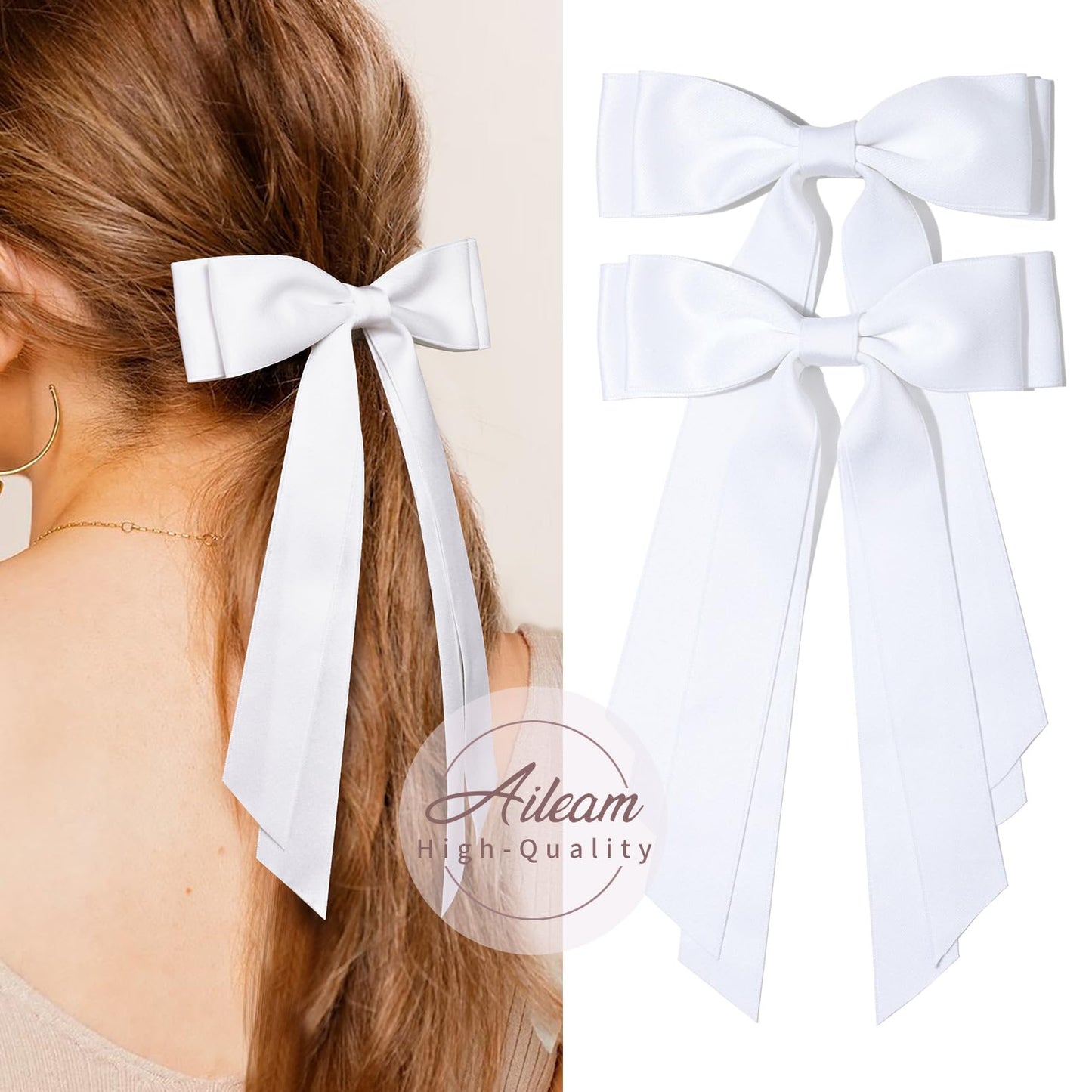 Silky Satin 2PCS Hair Bows Hair Clip - Holder Accessories Slides Metal Clips Hair Bow