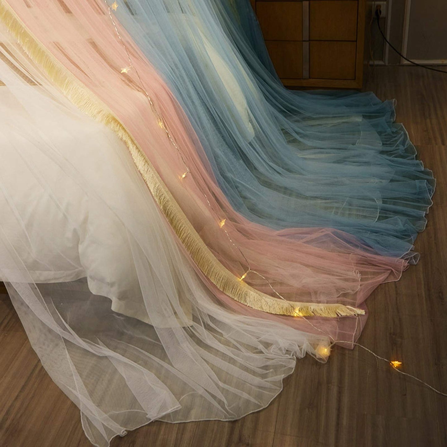 Princess Bed Canopy Bed Canopy Curtain- Double Layer Sheer Mesh Dome Bed Curtain