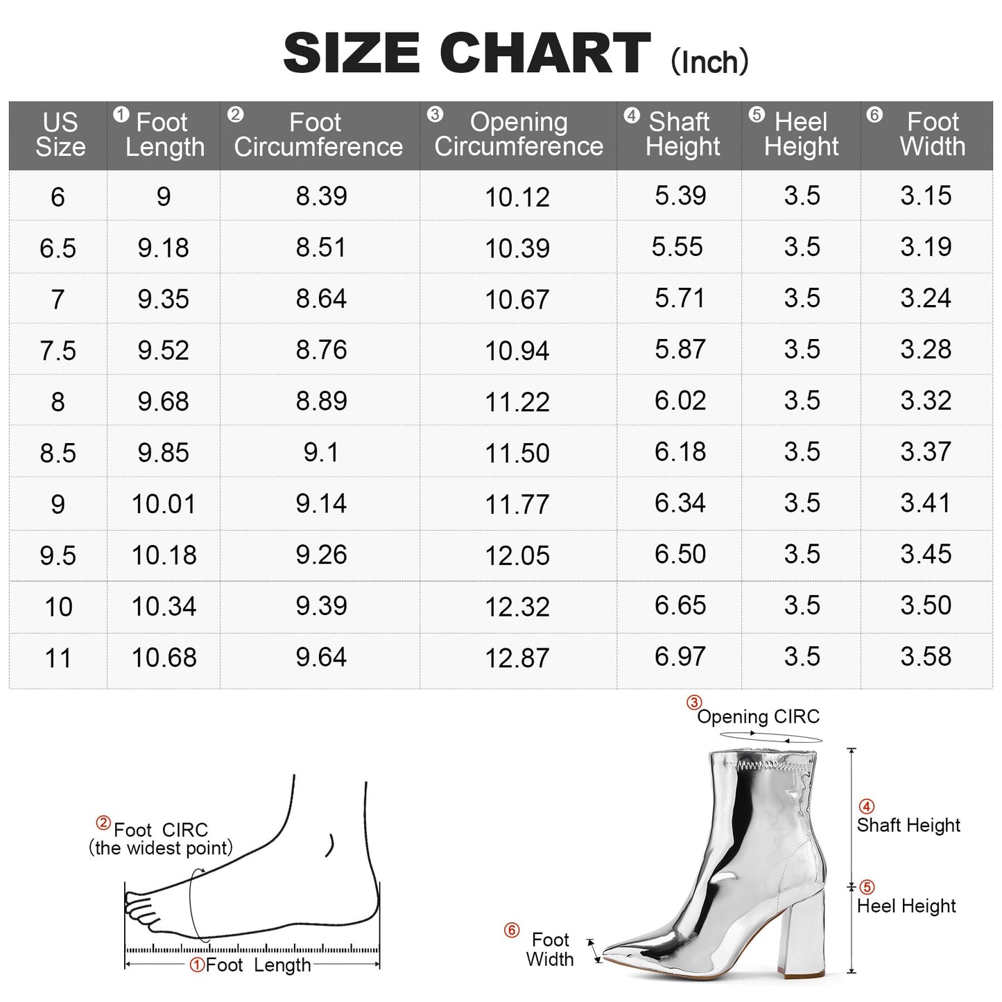 Women's GoGo Boots Mid Calf Block Heel Ankle Boots Pointed Toe Patent Leather Side Zipper Booties