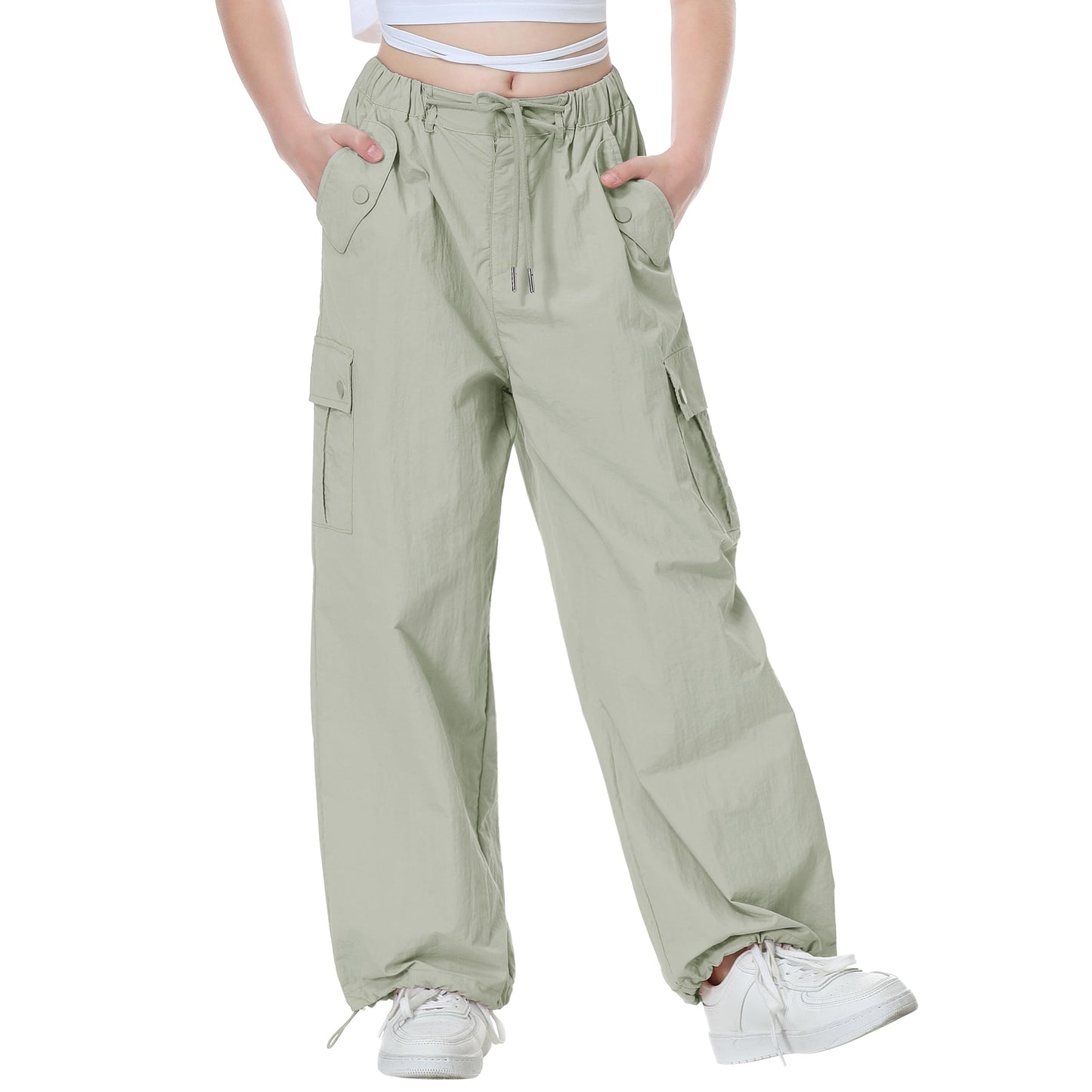 Girls Y2K Parachute Pants for Cargo Trousers with Pockets Harajuku Jogger Pants