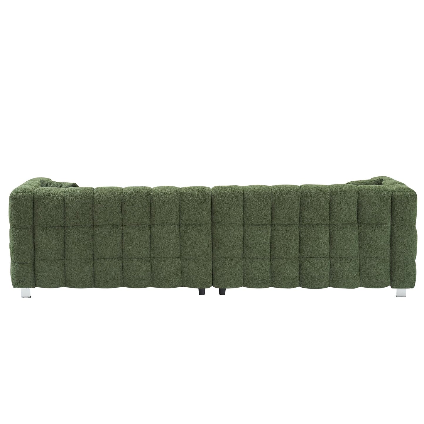 Modern Sofa Couch with Metal Legs Upholstered Tufted 3 Seater Couch with 2 Pillows Decor