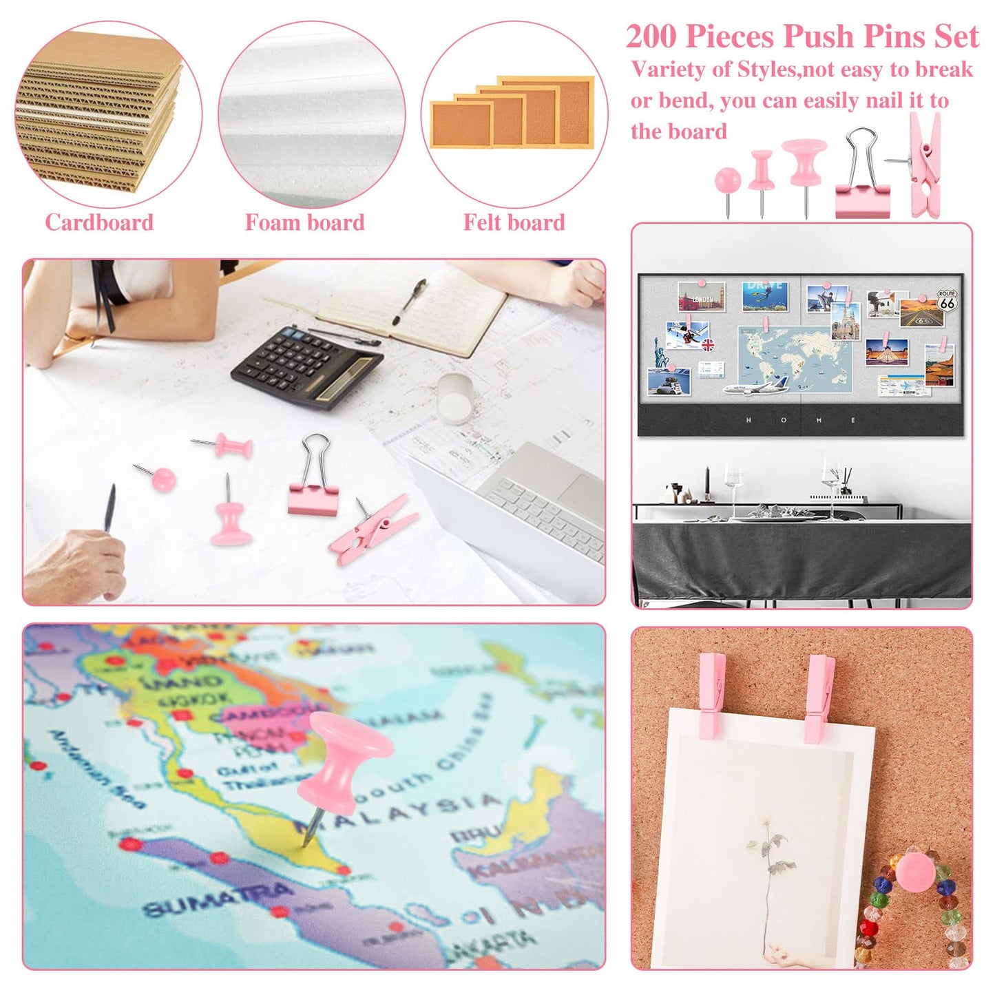 Push Pins Thumb Tacks - 200 Pieces Cute Decorative Push Pins