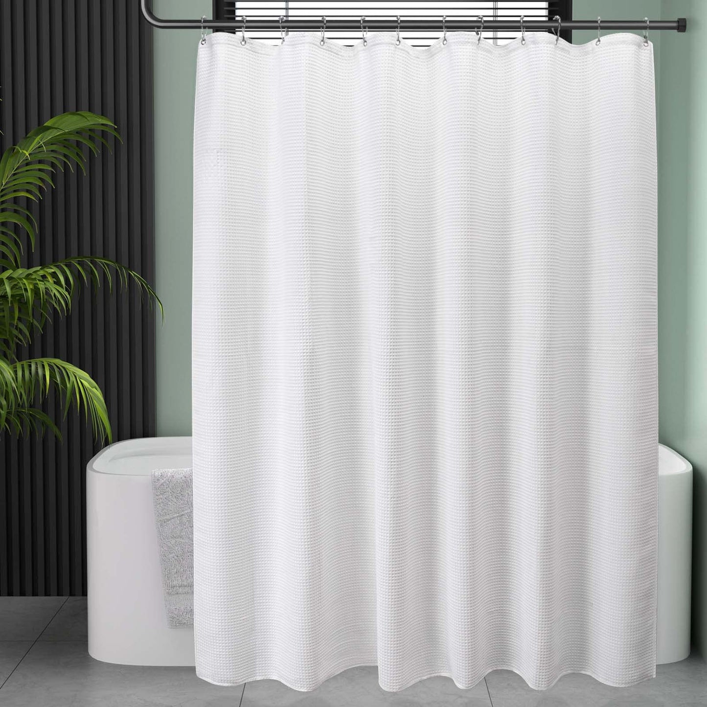 Waffle Shower Curtain - Fabric Shower Curtain Heavy Duty Hotel Quality Bathroom Shower Curtains, 72 x 72 Inches