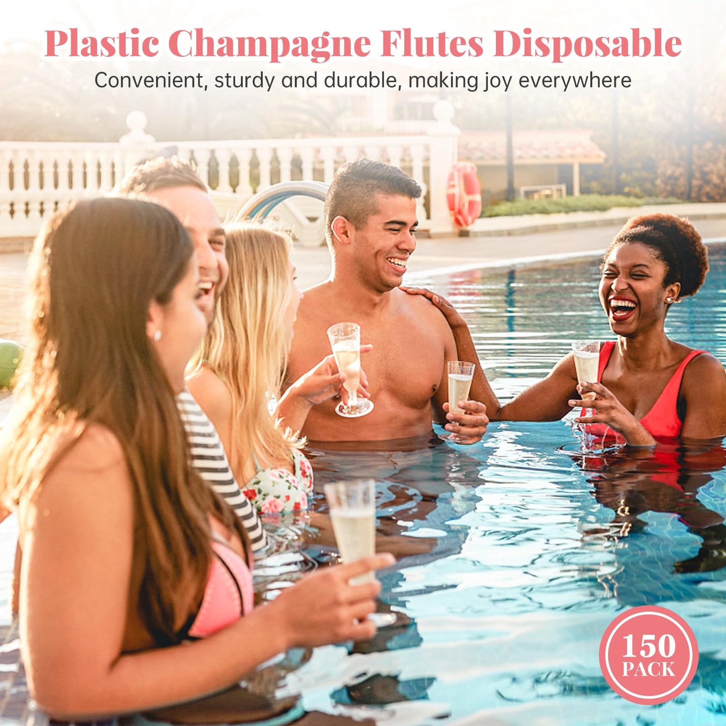 Champagne Flutes Plastic 100 Pack Disposable Mimosa Glasses