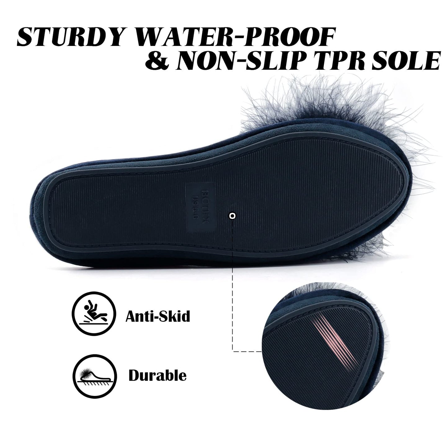 Women's Cozy Velvet Memory Foam House Slipper, Non-slip Sole