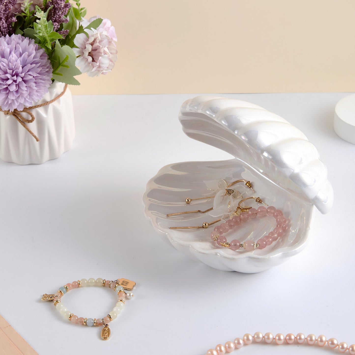 Ceramic Clamshell Jewelry Dish – Trinket Tray & Ring Holder