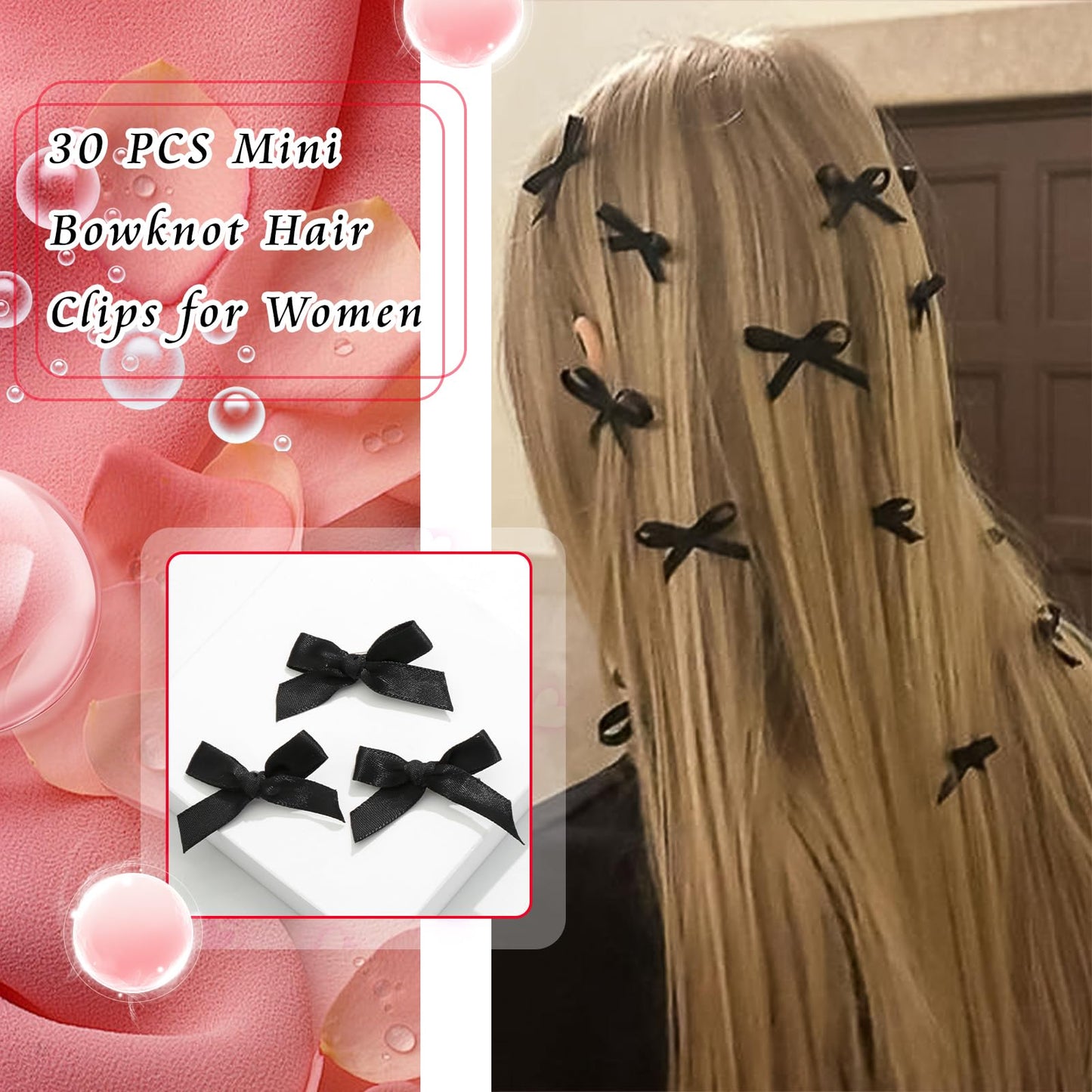 Mini 20PCS Bowknot Ribbon Barrettes - Cute Claw Clips Hair Accessories