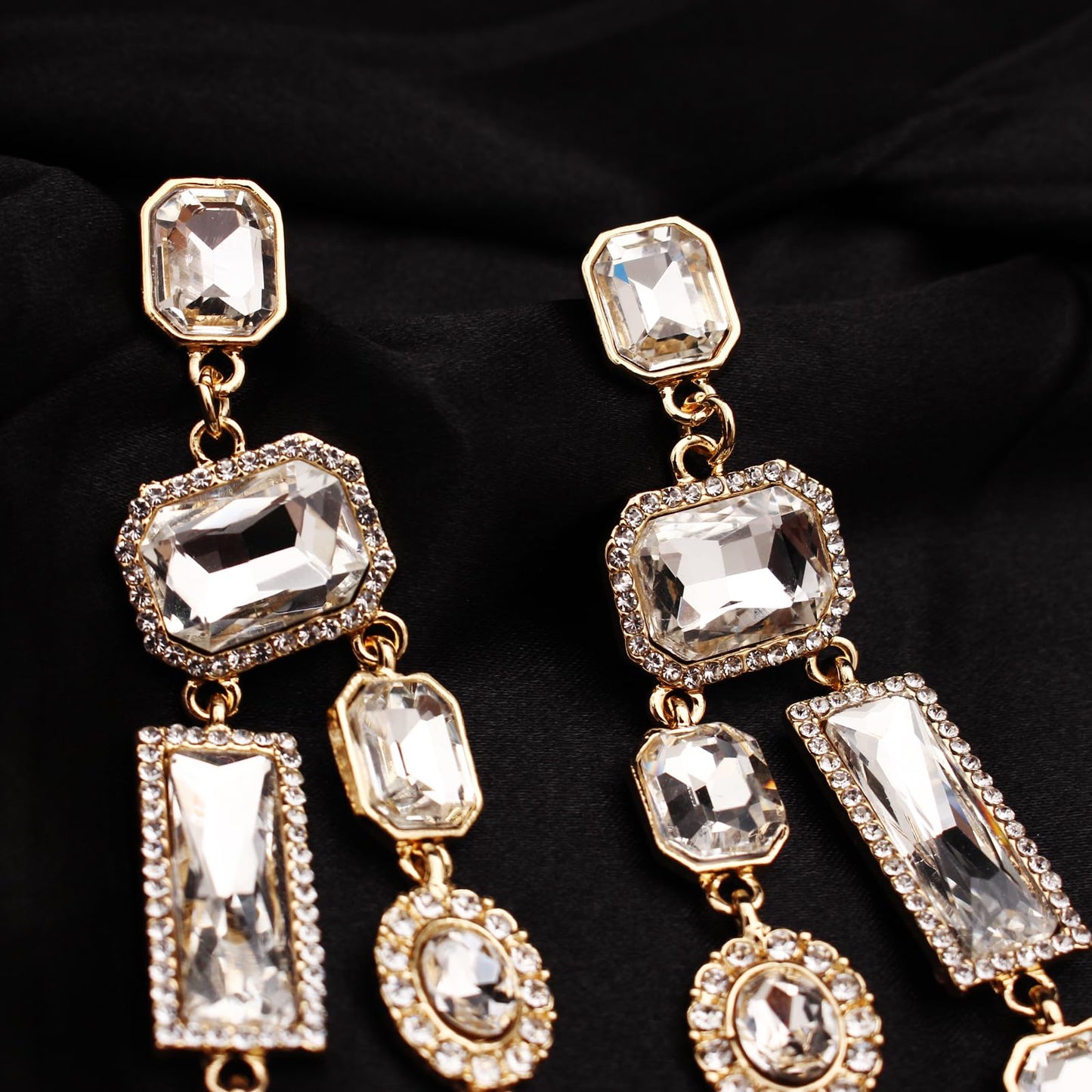 Vintage Rectangle Teardrop Chandelier Earrings