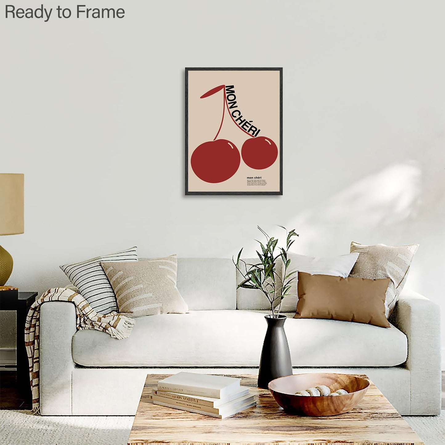 Trendy Red Cherry Canvas Wall Art – Preppy Aesthetic Poster for Living Room Decor, 16x24 Inch Unframed