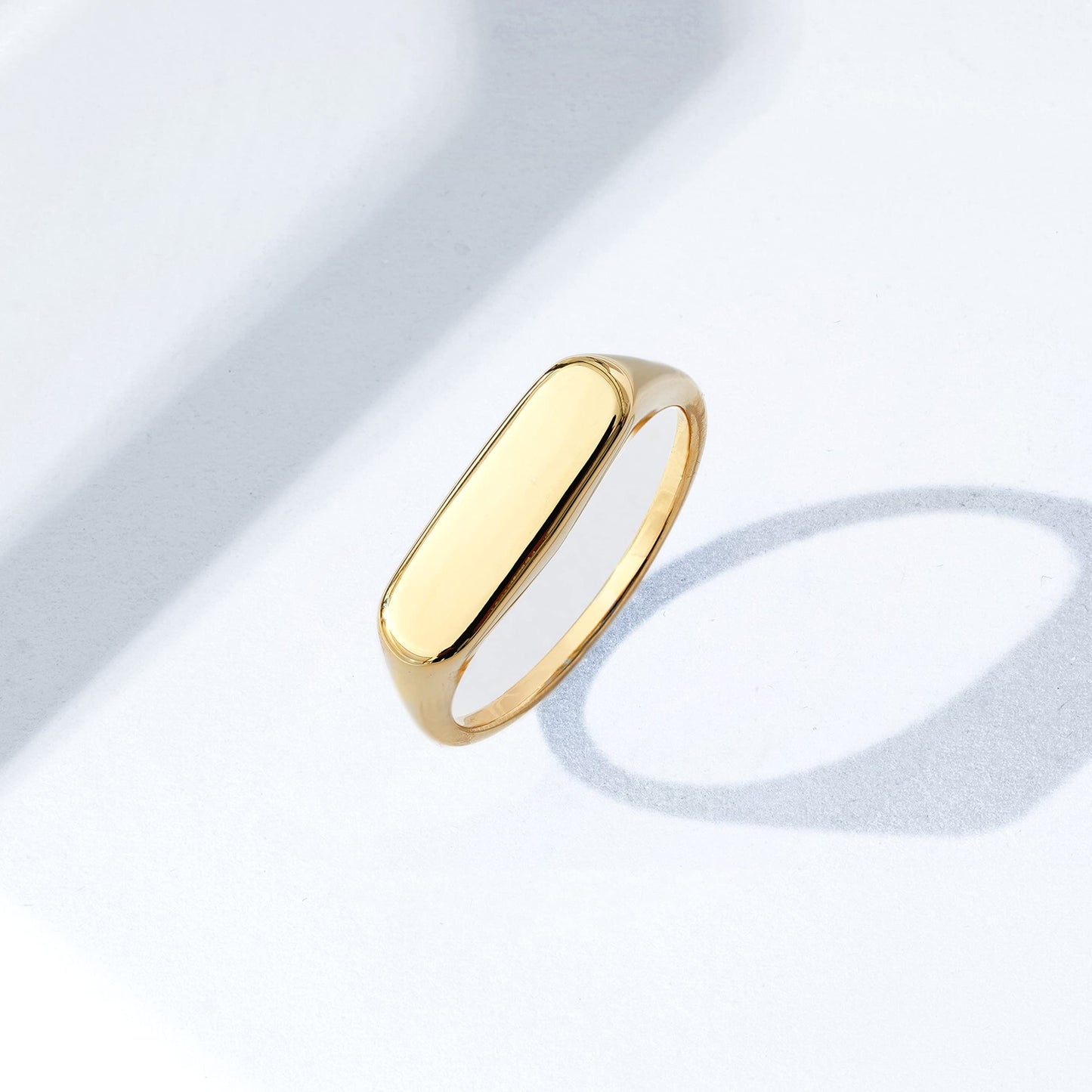 Plated 14K Sterling Silver Round Signet Ring