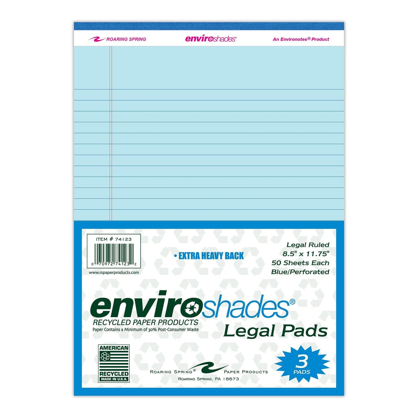 Recycled Legal Pads, 3 Pack, 8.5" x 11.75" 50 Sheets