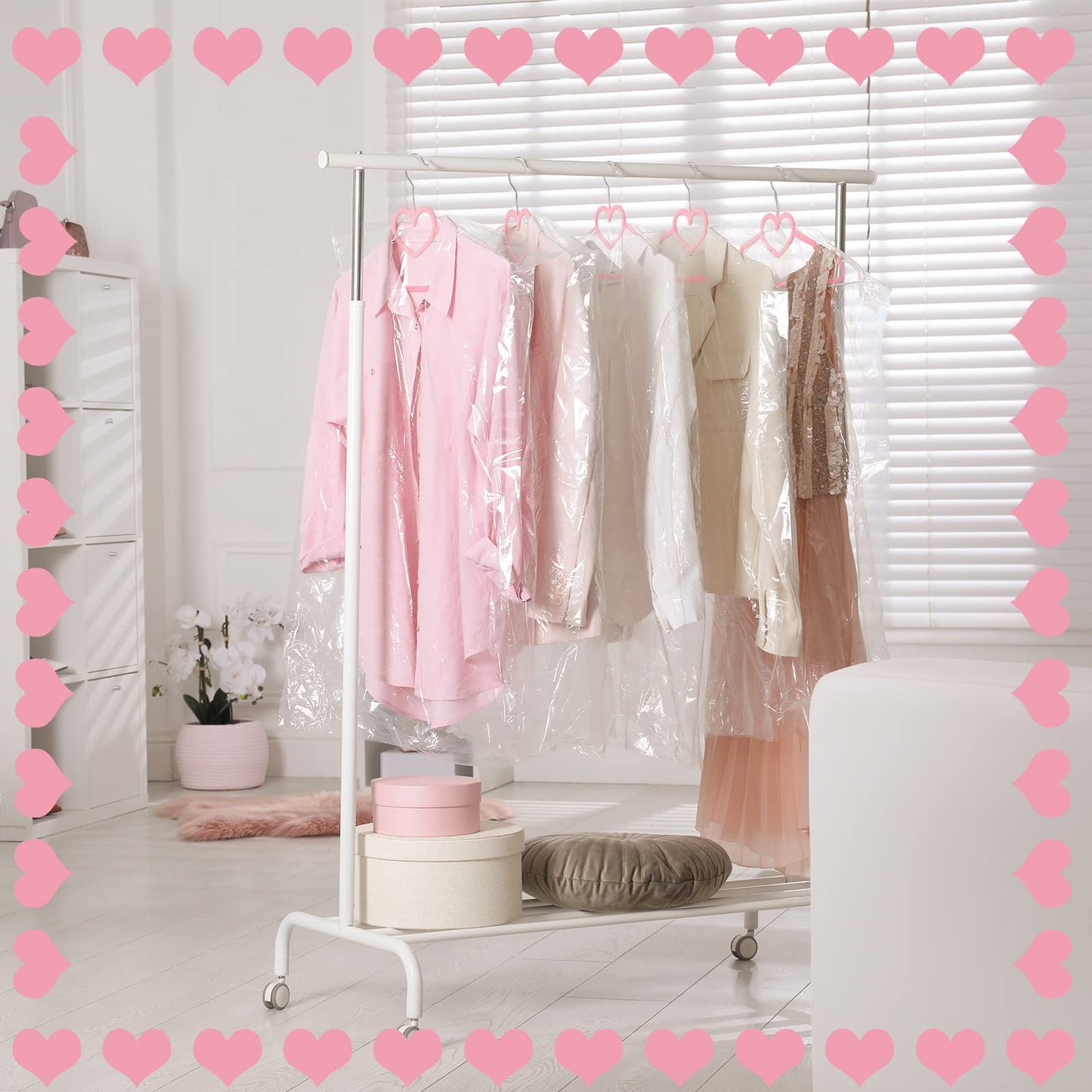 Pink Velvet Heart Hangers – Heavy-Duty 360° Swivel Clothes Hangers 50-Pack