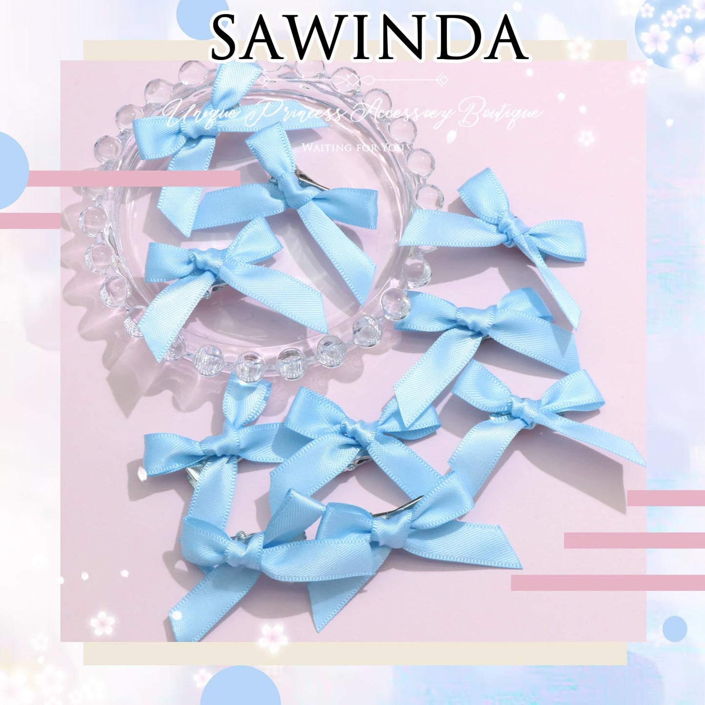 Mini 20PCS Bowknot Ribbon Barrettes - Cute Claw Clips Hair Accessories