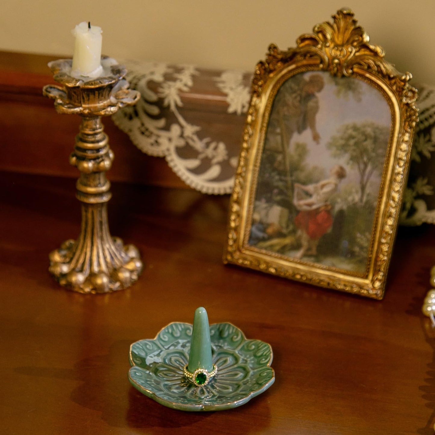 Ceramic Jewelry Dish – Mandala Ring Holder & Trinket Tray for Accessories & Gifts