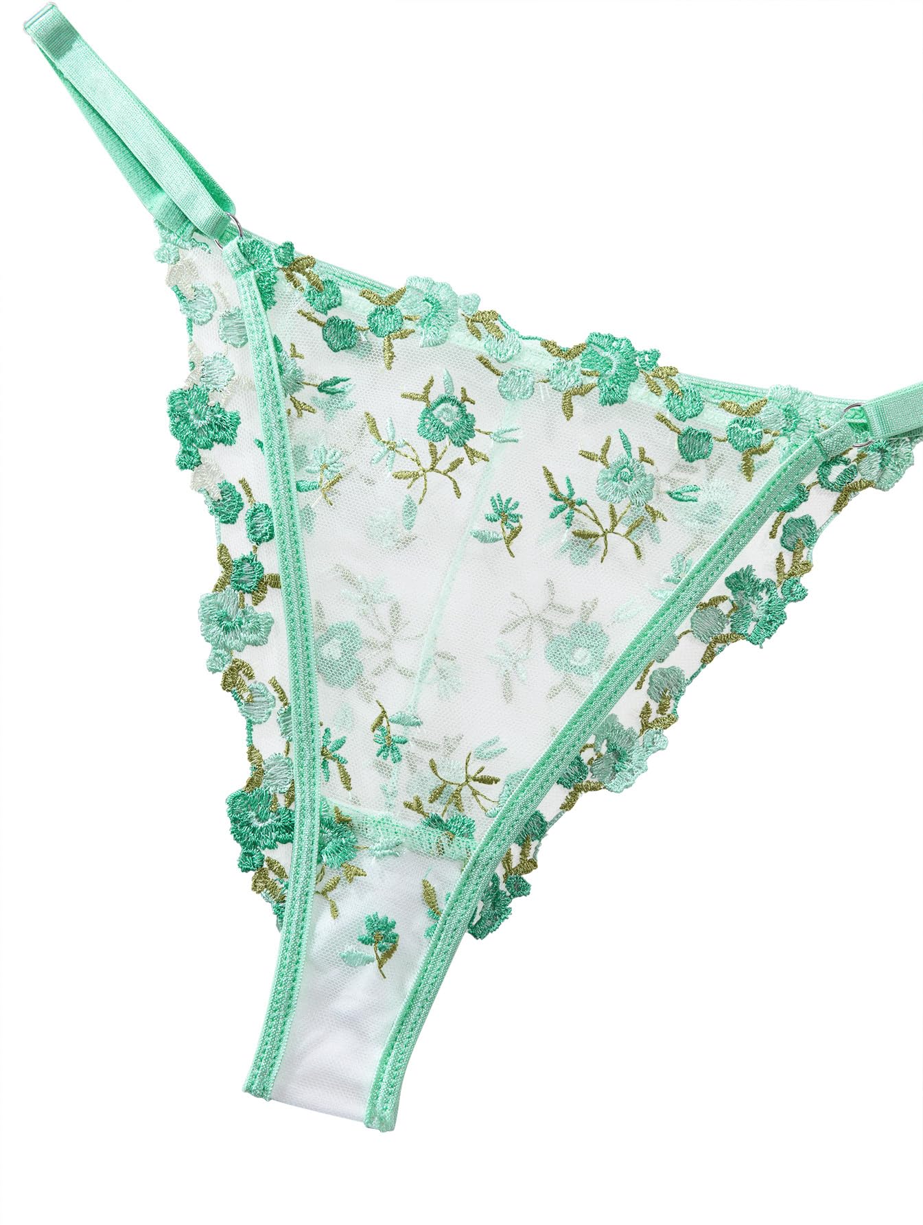 Sexy Floral Embroidered Mesh Sheer Underwire Lingerie Set