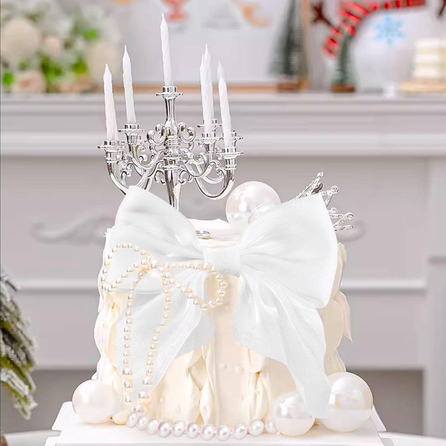 Coquette Pearl Bow Cake Decor