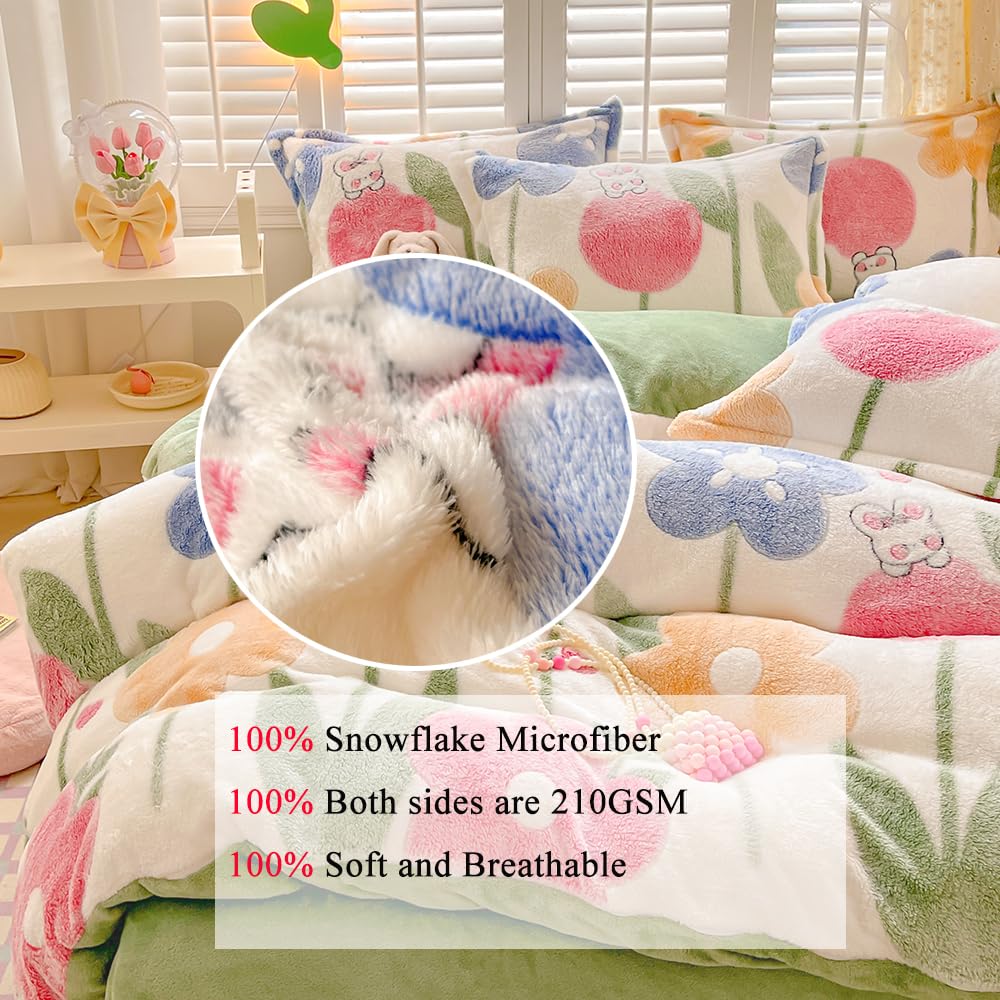 Kawaii Twin Duvet Cover Set – Soft Reversible Bedding with Fluffy Comforter Cover