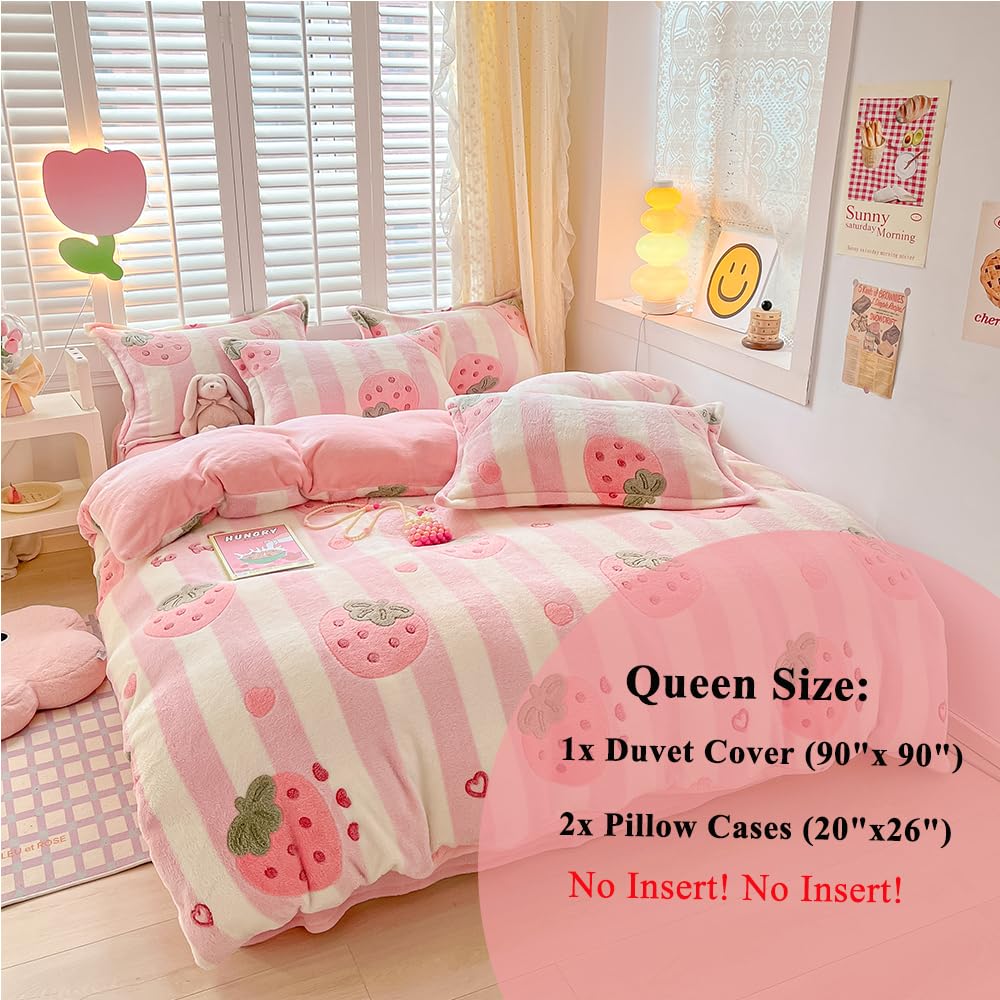 Kawaii Twin Duvet Cover Set – Soft Reversible Bedding with Fluffy Comforter Cover