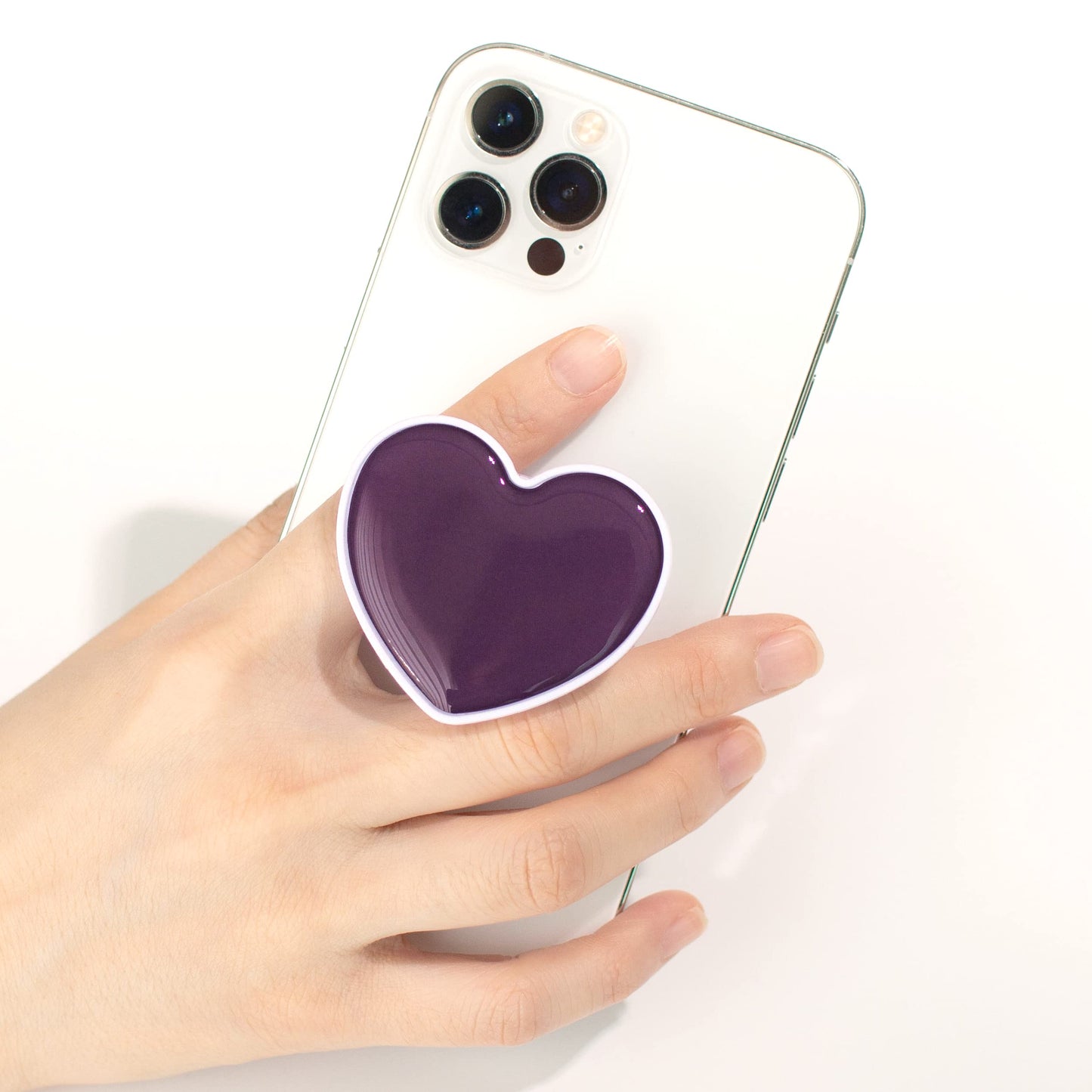 Cute Solid Color Heart Shape Collapsible Mobile Phone Grip Stand Holder for Smartphone Tablet Cell Phone Accessory