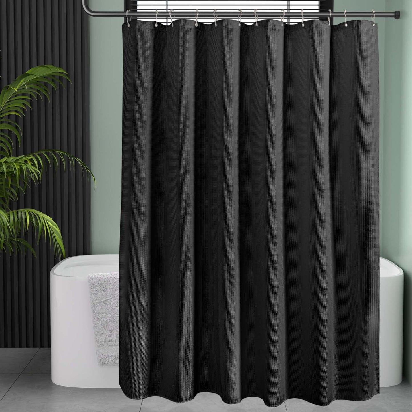 Waffle Shower Curtain - Fabric Shower Curtain Heavy Duty Hotel Quality Bathroom Shower Curtains, 72 x 72 Inches