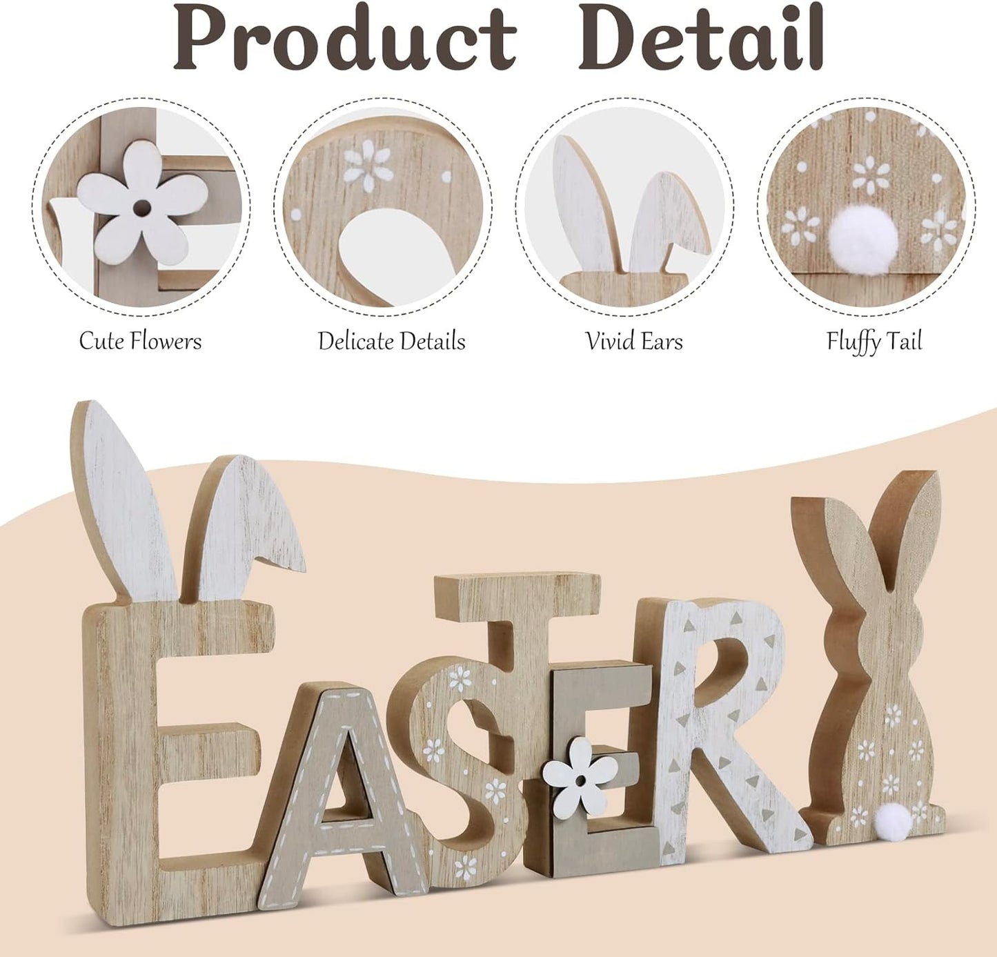 Easter Table Decor - Rustic Wooden Bunny Tiered Tray