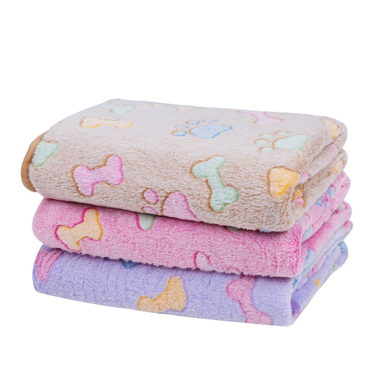 Soft Fluffy Fleece Blanket for Small, Medium and Large Dogs - Paw Print Pink Pet Blanket