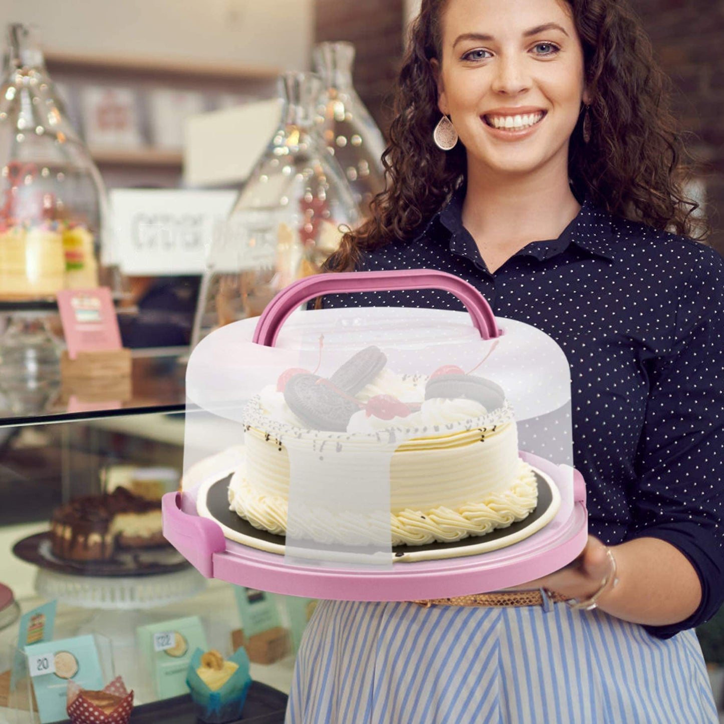 Plastic Cake Carrier with Handle 10in Cake Holder Cake Stand with Lid