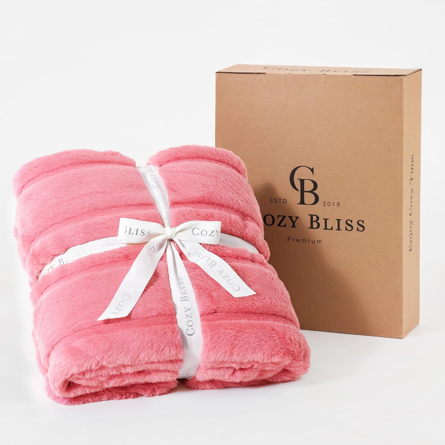 Cozy Bliss Faux Fur Throw Blanket Cozy Warm Plush Striped