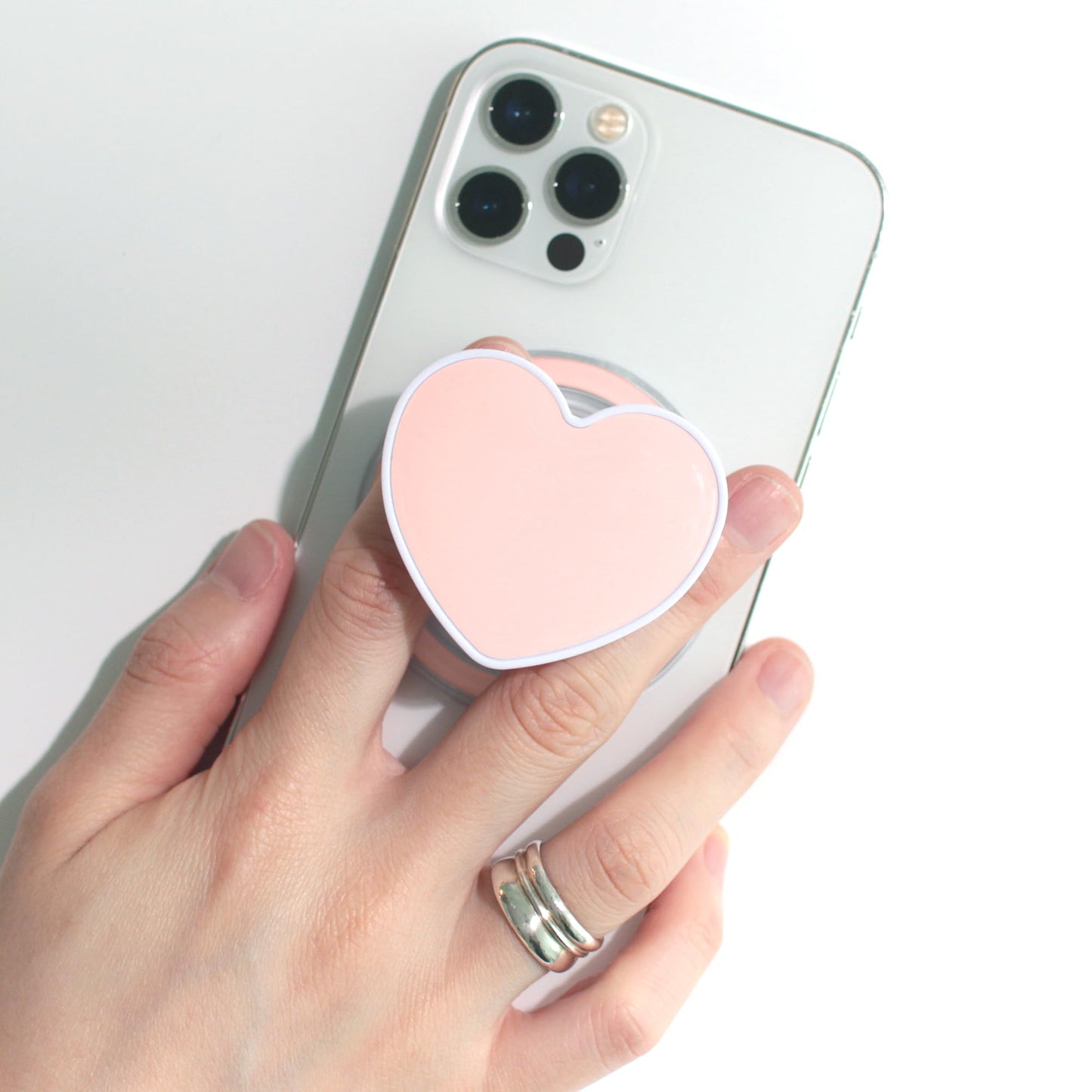 Cute Solid Color Heart Shape Collapsible Mobile Phone Grip Stand Holder for Smartphone Tablet Cell Phone Accessory