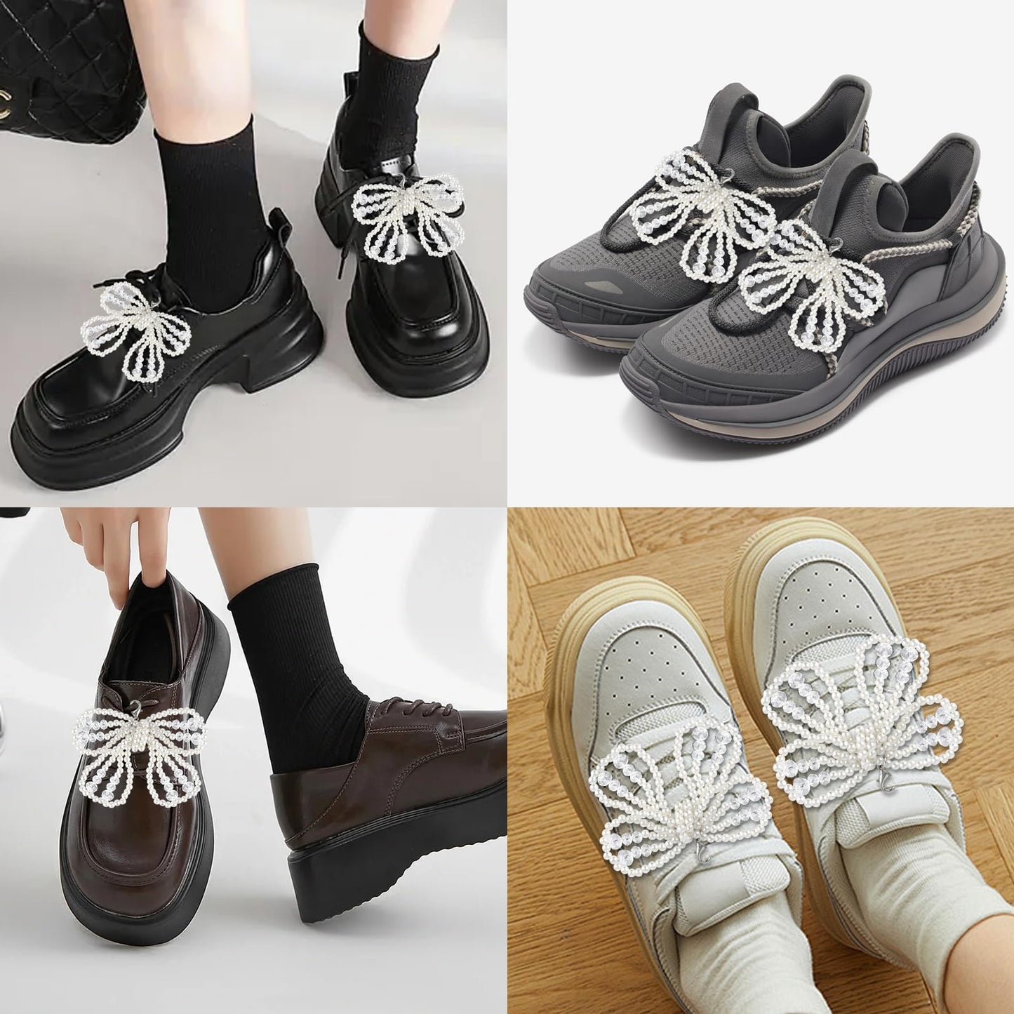 Pearl Bow Shoe Charms 2Pcs for Sneakers Decoration Shoe Lace Charms