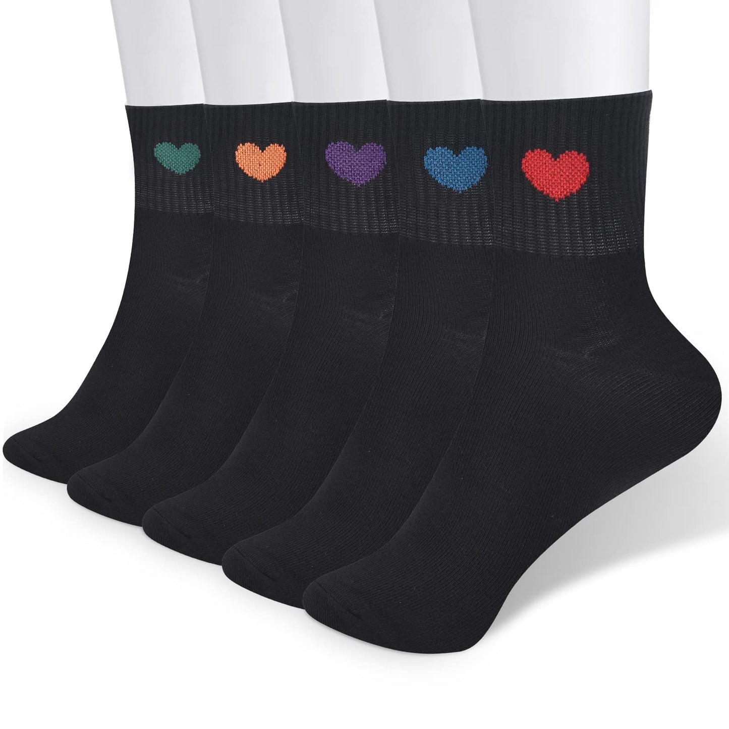 Women's Crew Socks Ankle High Cotton Fun Cute Athletic Running Socks(5-Pairs With Present Box)