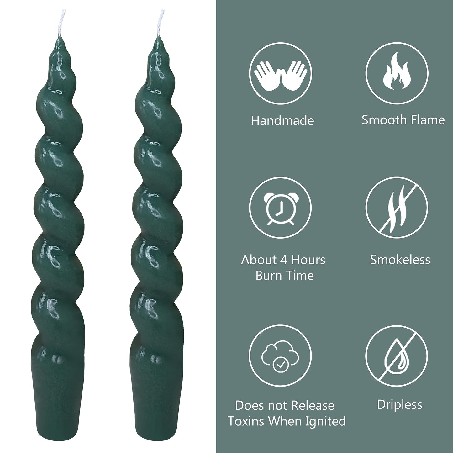 Spiral Taper Candles – Handmade & Unscented (Set of 2) 7.5"