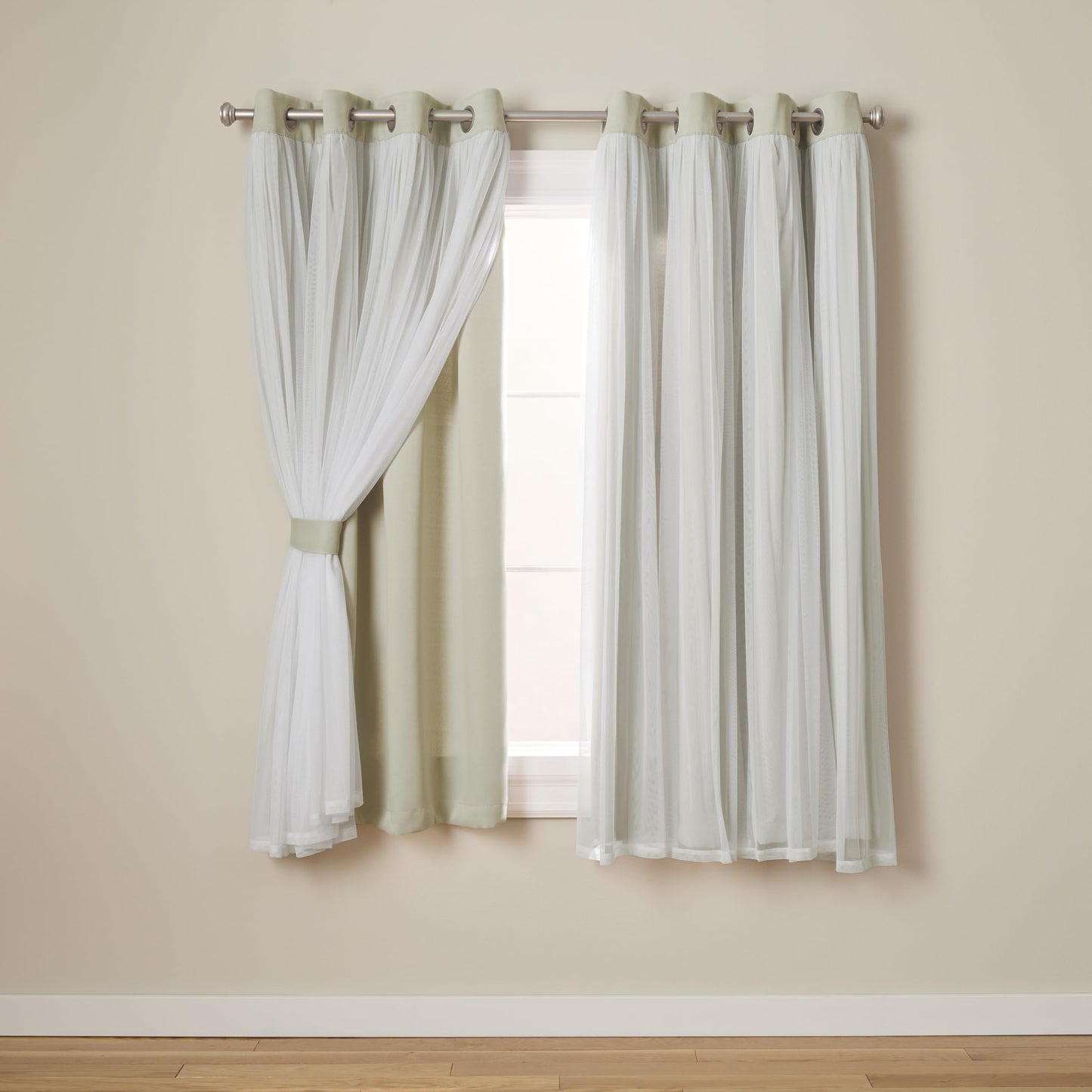 Exclusive Home Catarina Layered Solid Room Darkening Blackout and Sheer Grommet Curtain Panel