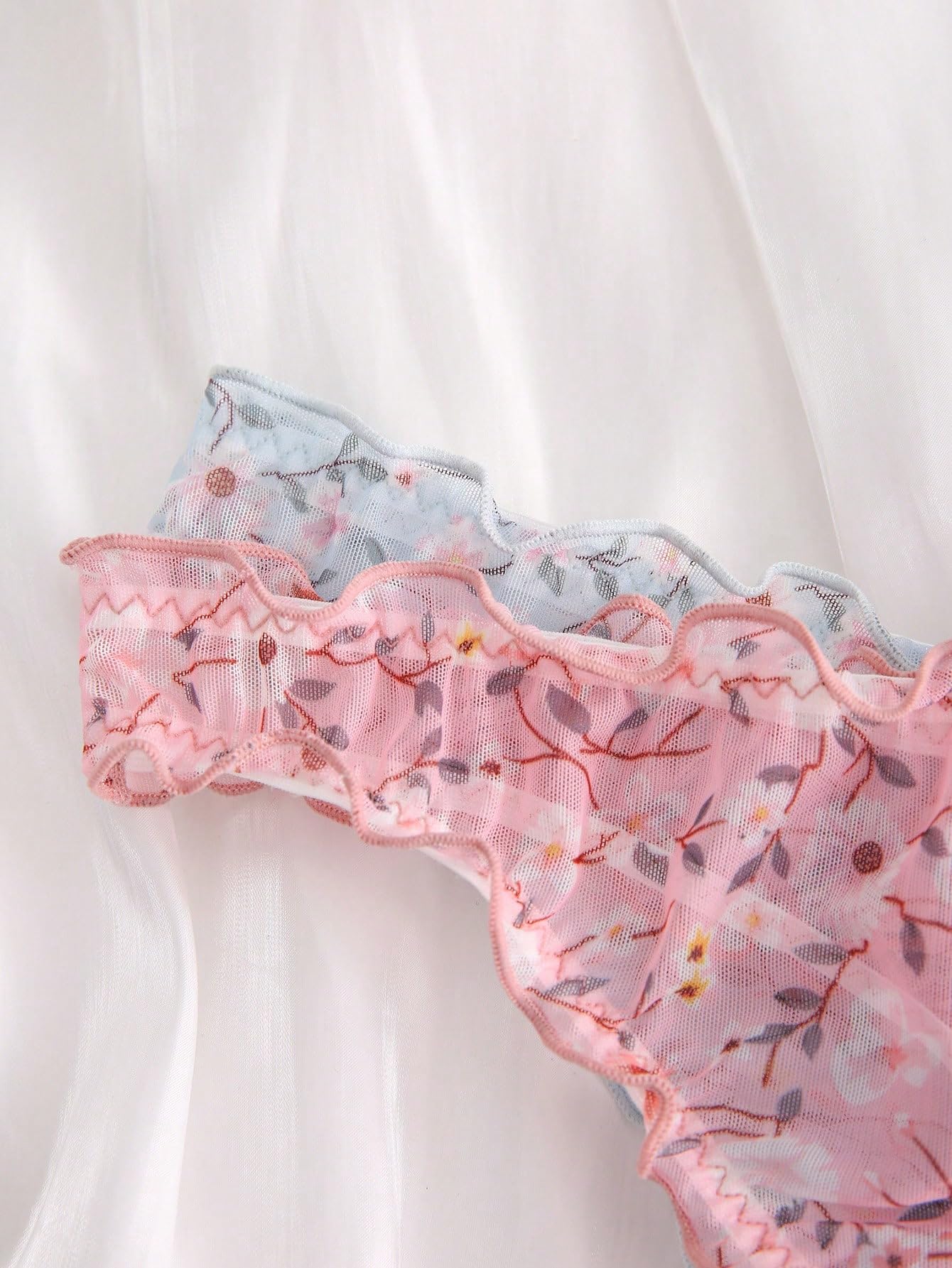 Women's 5pack Floral Print Low Rise Panty Set Frill Trim Textured Soft Underwear