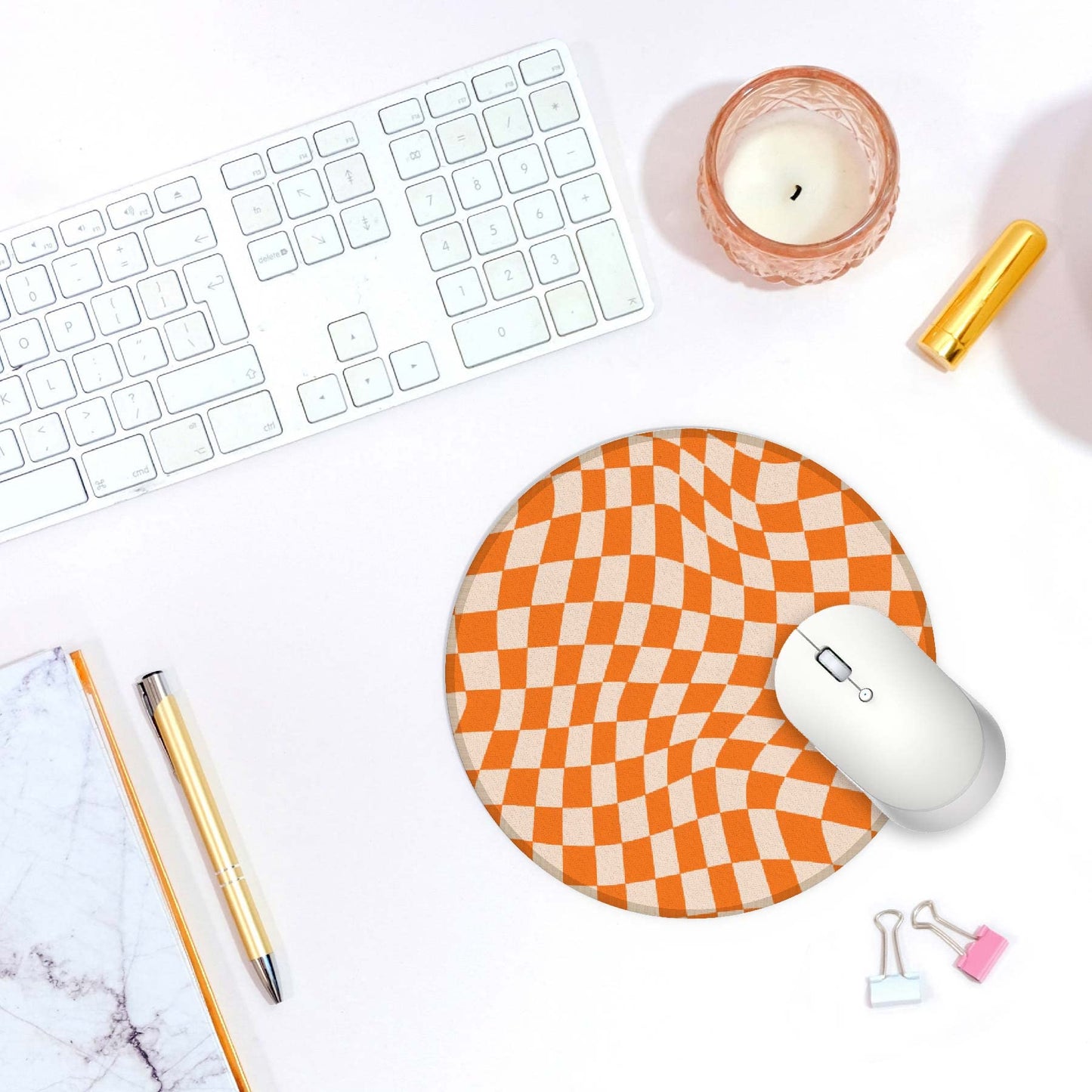 Y2K Aesthetic Small Mouse Pad - Washable Round Cloth Mousepad for Office Laptop Computer, Non-Slip Rubber Base