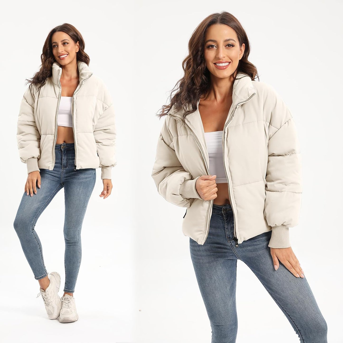 Women’s Winter Baggy Zip Puffer jackets Short Down Jacket Coat