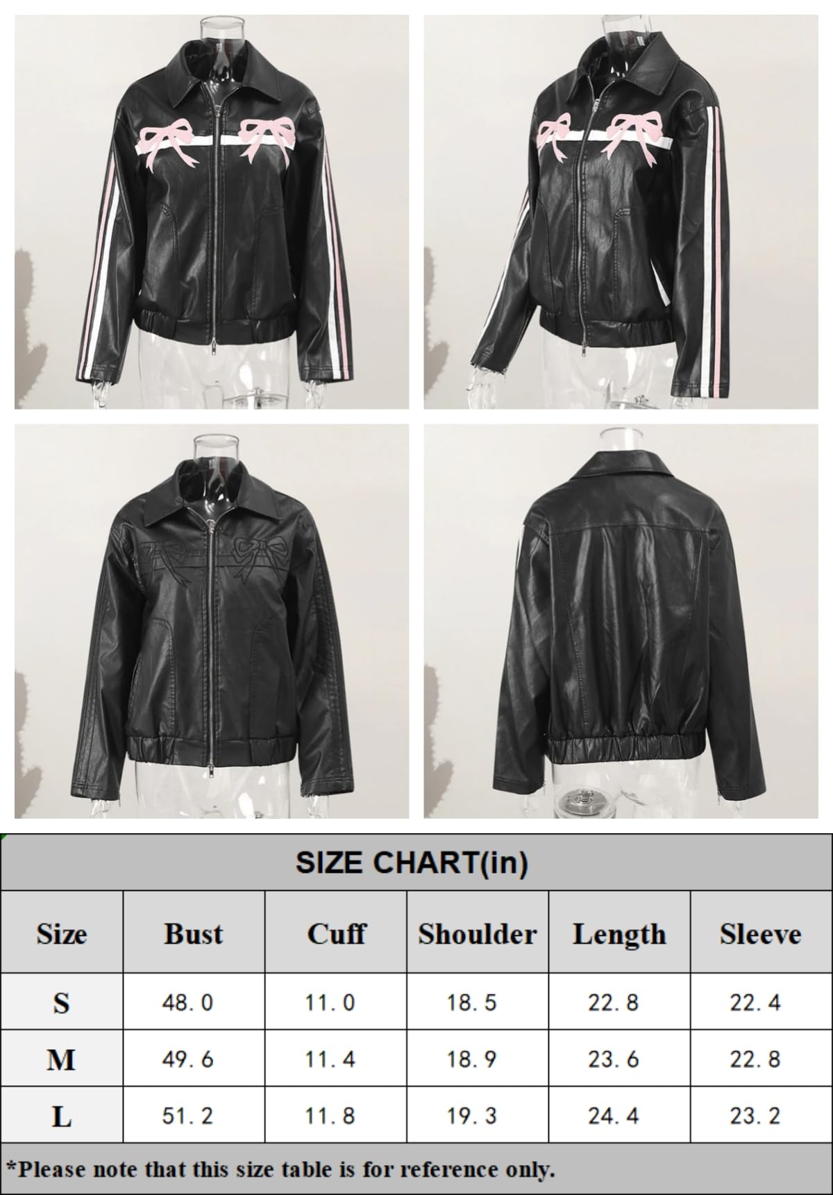 Women Y2k Bow Jacket Leather Bomber Jacket Faux Leather Jacket Vintage Leather Jacket