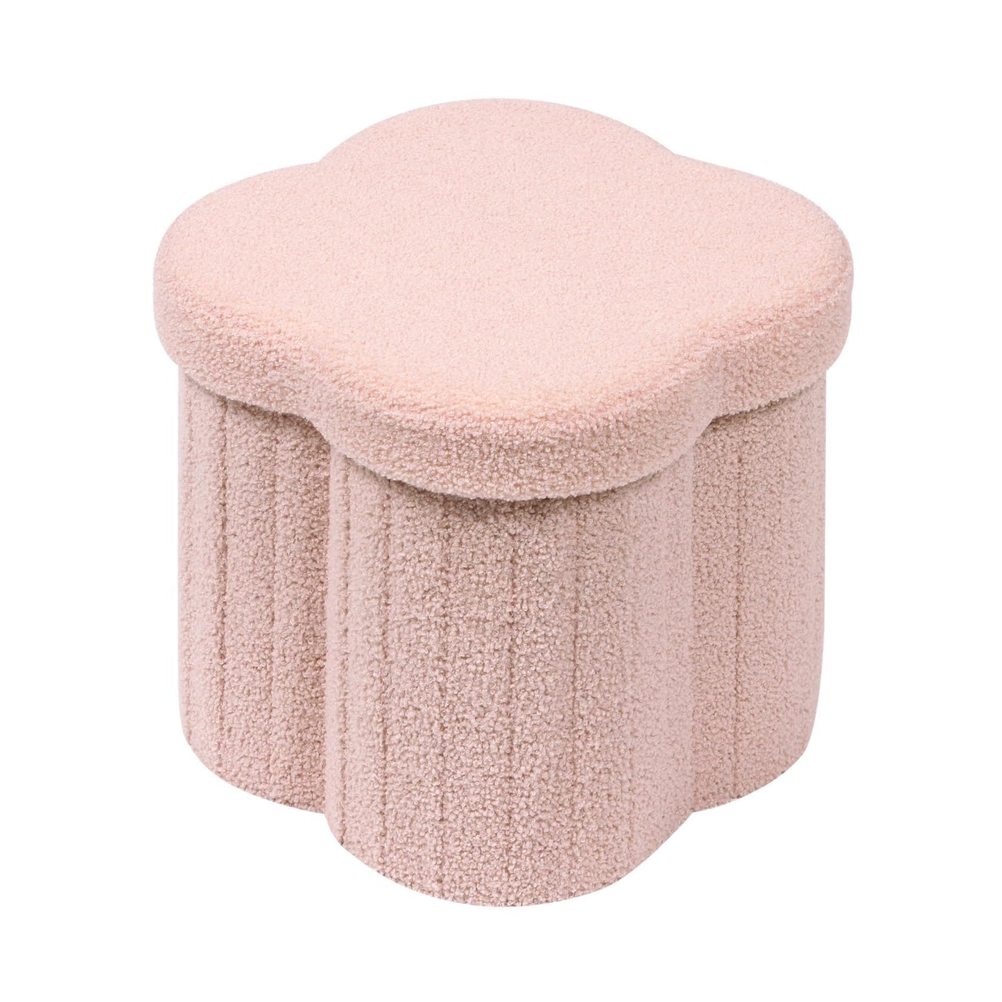 Flower-Shaped Storage Ottoman – Boucle Footstool & Seat for Living Room & Dorm