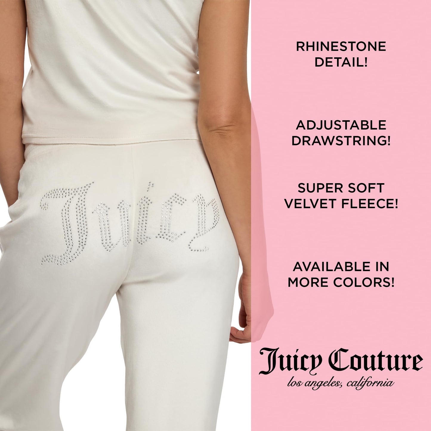 Juicy Couture Women's 2-Piece Velvet Fleece Lounge Sleepwear Set – Short Sleeve Shirt and Pants