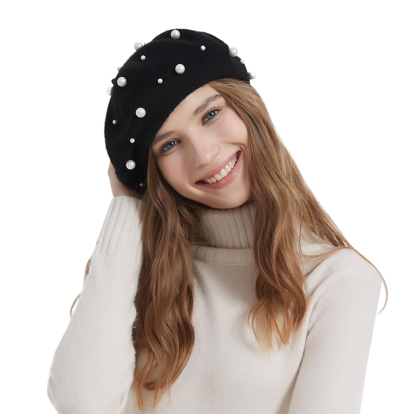 Women Pearl Beret Cap