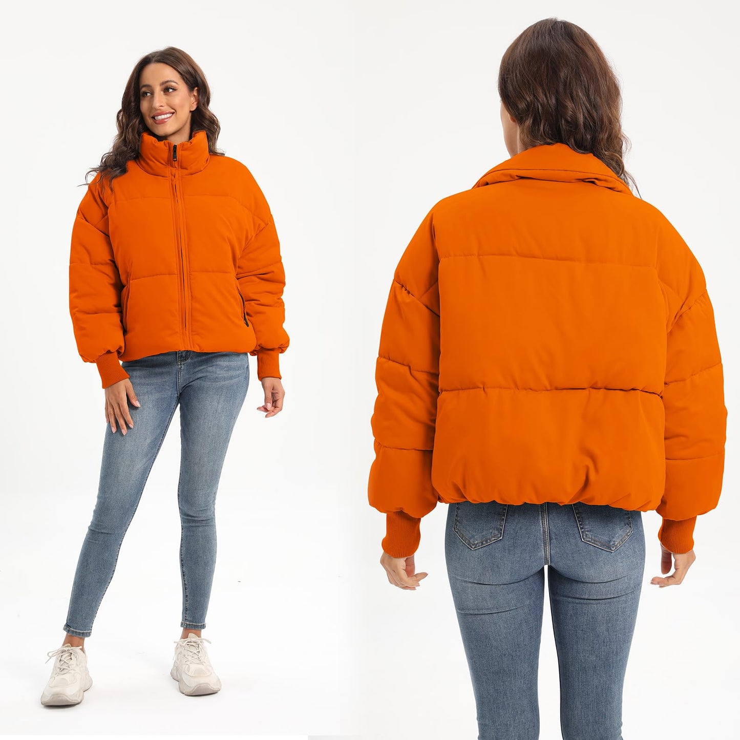 Women’s Winter Baggy Zip Puffer jackets Short Down Jacket Coat