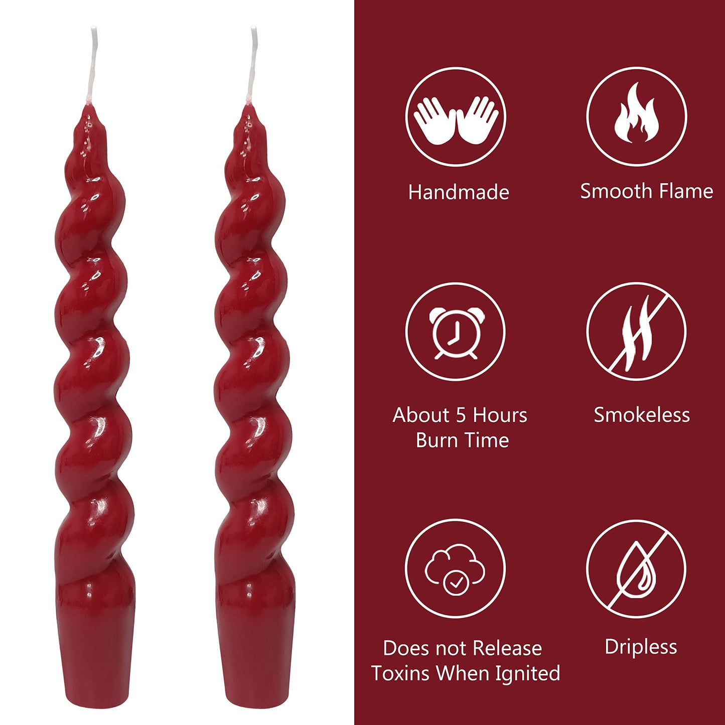 Spiral Taper Candles – Handmade & Unscented (Set of 2) 7.5"